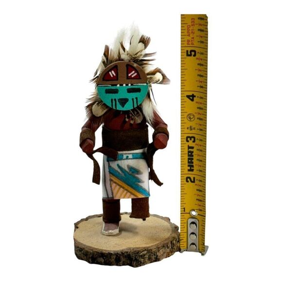 Vintage Hopi Kachina Doll Katsina Dancer Figurine Feathers 5” Southwest Sunface - Picture 5 of 5